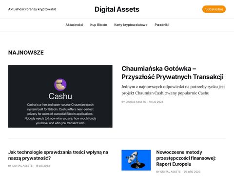 Digitalassets.pl - kryptowaluty dla początkujących