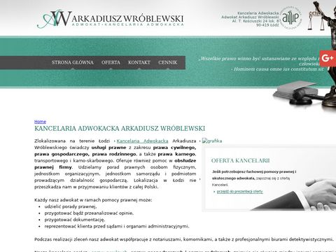 Adwokatwroblewski.com.pl pomoc prawna Łódź