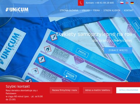 Unicum.com.pl - etykieta samoprzylepna